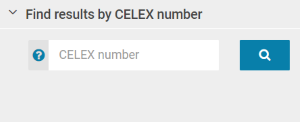 Screenshot showing where the search by celex number can be found